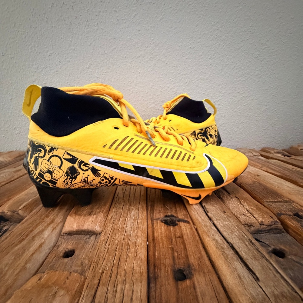 Nike Vapor Edge Pro 360 Football Cleats Yellow Black Graphic Mens 9.5